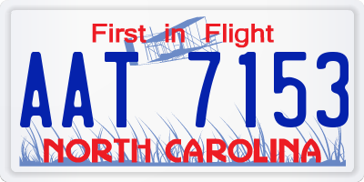 NC license plate AAT7153