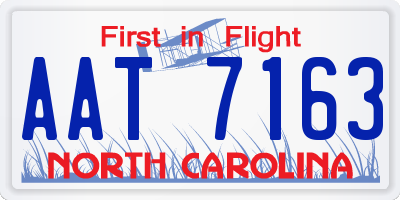 NC license plate AAT7163