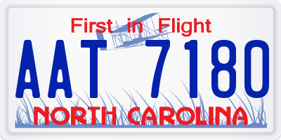 NC license plate AAT7180