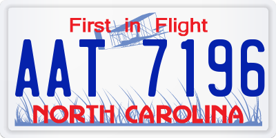 NC license plate AAT7196