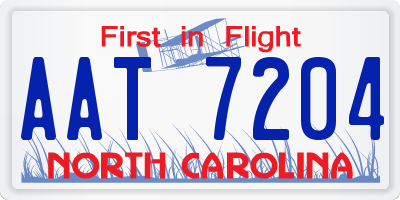 NC license plate AAT7204
