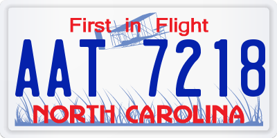NC license plate AAT7218
