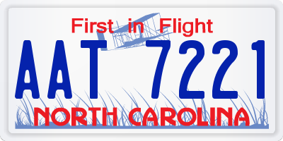NC license plate AAT7221