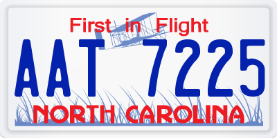 NC license plate AAT7225
