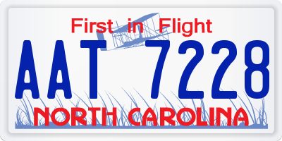 NC license plate AAT7228