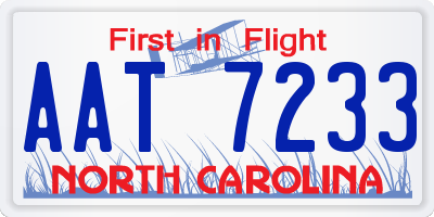 NC license plate AAT7233