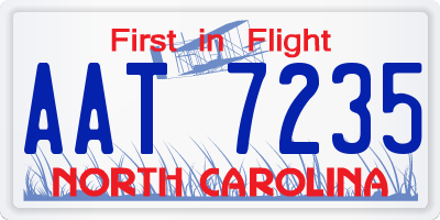 NC license plate AAT7235