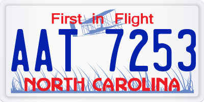 NC license plate AAT7253