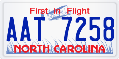 NC license plate AAT7258