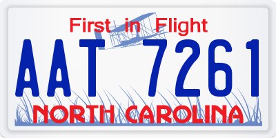 NC license plate AAT7261
