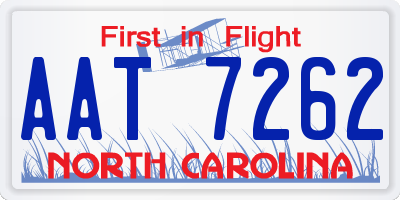 NC license plate AAT7262