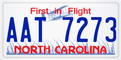 NC license plate AAT7273