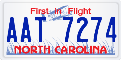 NC license plate AAT7274