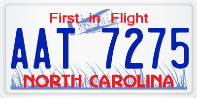 NC license plate AAT7275