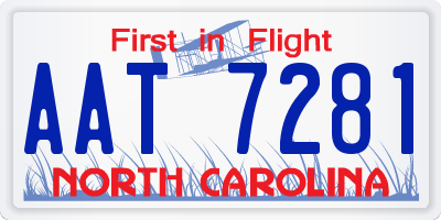 NC license plate AAT7281