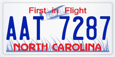 NC license plate AAT7287