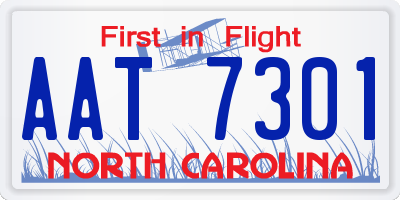 NC license plate AAT7301