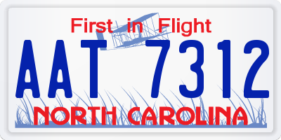 NC license plate AAT7312