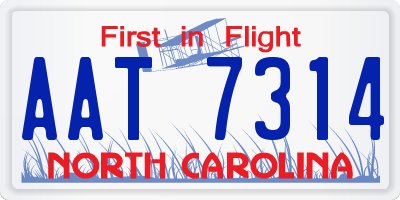 NC license plate AAT7314