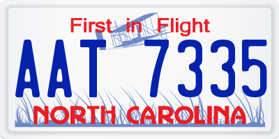 NC license plate AAT7335
