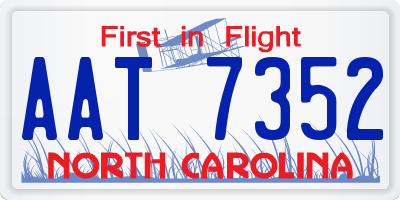 NC license plate AAT7352
