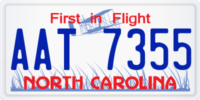 NC license plate AAT7355