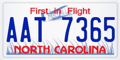 NC license plate AAT7365