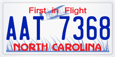 NC license plate AAT7368