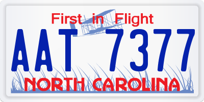 NC license plate AAT7377