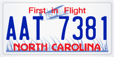 NC license plate AAT7381
