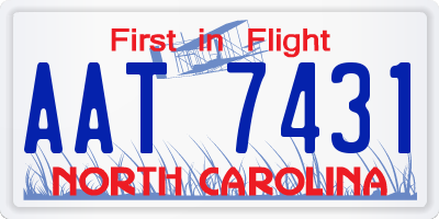 NC license plate AAT7431