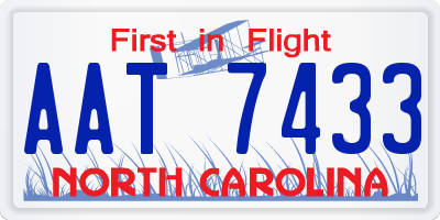 NC license plate AAT7433