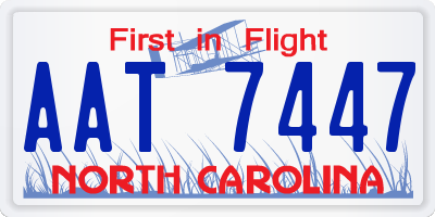 NC license plate AAT7447