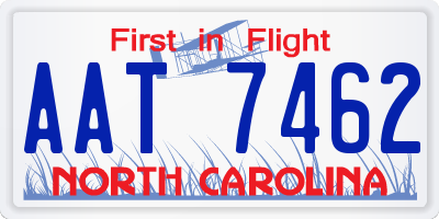 NC license plate AAT7462