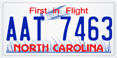 NC license plate AAT7463