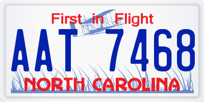 NC license plate AAT7468