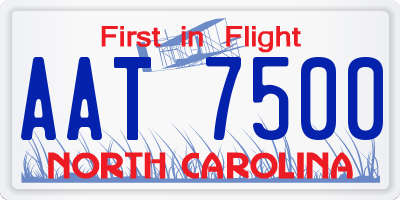 NC license plate AAT7500