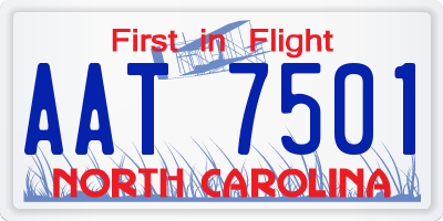 NC license plate AAT7501