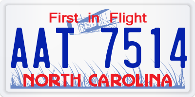 NC license plate AAT7514