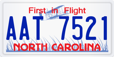 NC license plate AAT7521