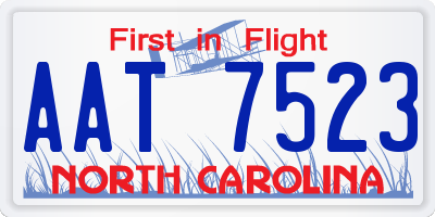 NC license plate AAT7523
