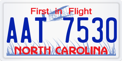 NC license plate AAT7530