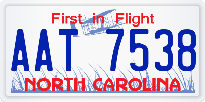 NC license plate AAT7538