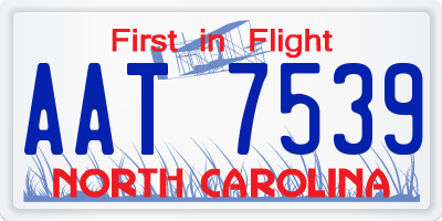 NC license plate AAT7539