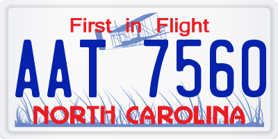 NC license plate AAT7560