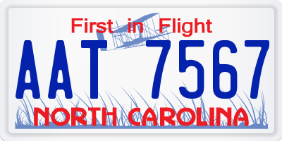 NC license plate AAT7567
