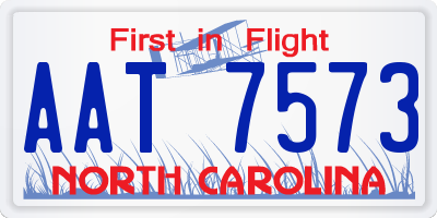 NC license plate AAT7573