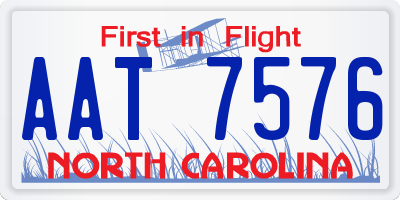 NC license plate AAT7576