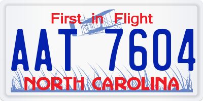 NC license plate AAT7604