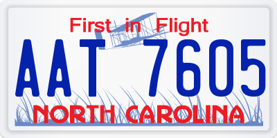 NC license plate AAT7605